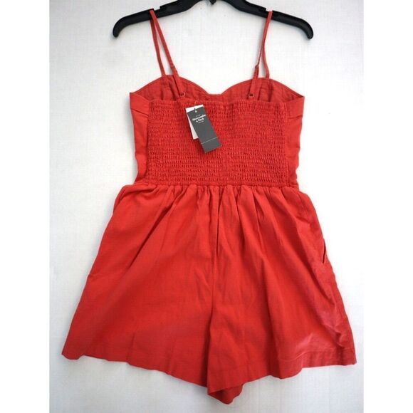Abercrombie & Fitch Women's Sz S Pink Pull-On Cotton Blend Sleeveless Romper - Picture 7 of 9